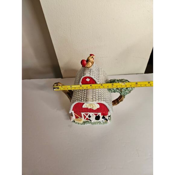 "Old Macdonald's Farm" Teapot VTG Red Barn Cottage Core Country Teacher Mom - Picture 9 of 9